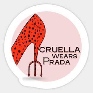 Cruella Wears Prada (dark text) Sticker